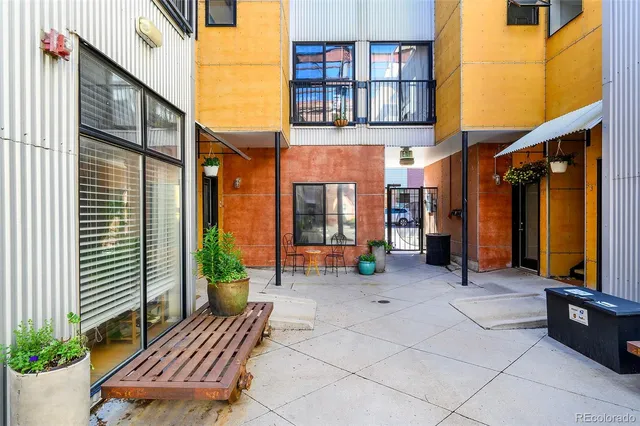 a view of a building with a couch