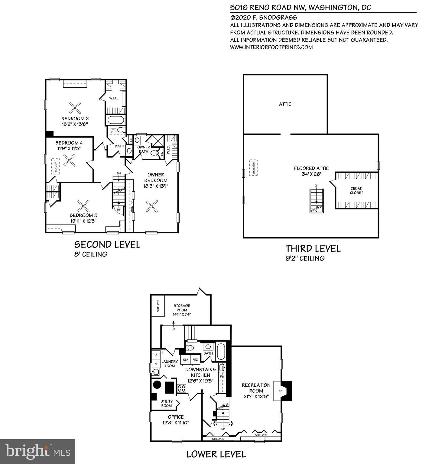 5016 Reno Road Northwest Washington, DC 20008 - Photo 38 of 38 Floor Plan - 5016 Reno Road NW - 2nd, Attic, LL