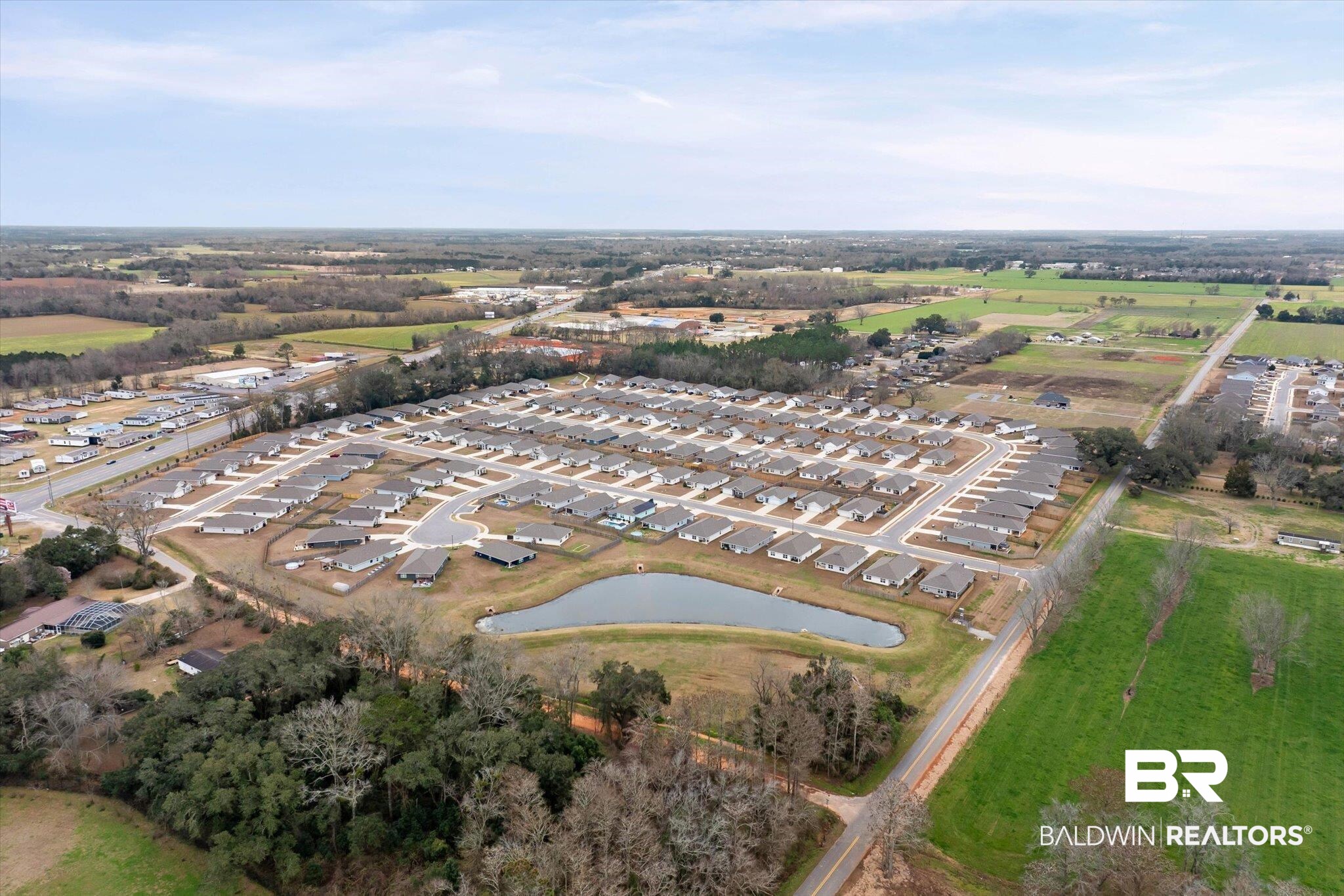 17041 Muse Street Loxley, AL 36551 - Photo 42 of 44 Aerial view of property's location featuring a nearby body of water and nearby suburban area