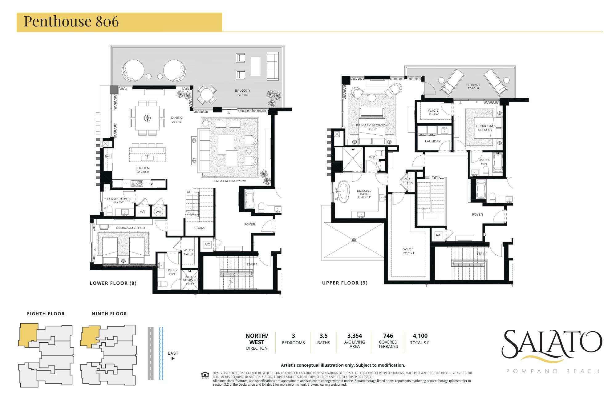 305 Briny Avenue, Unit PH 806 Pompano Beach, FL 33062 - Photo 23 of 23 806 Floorplan
