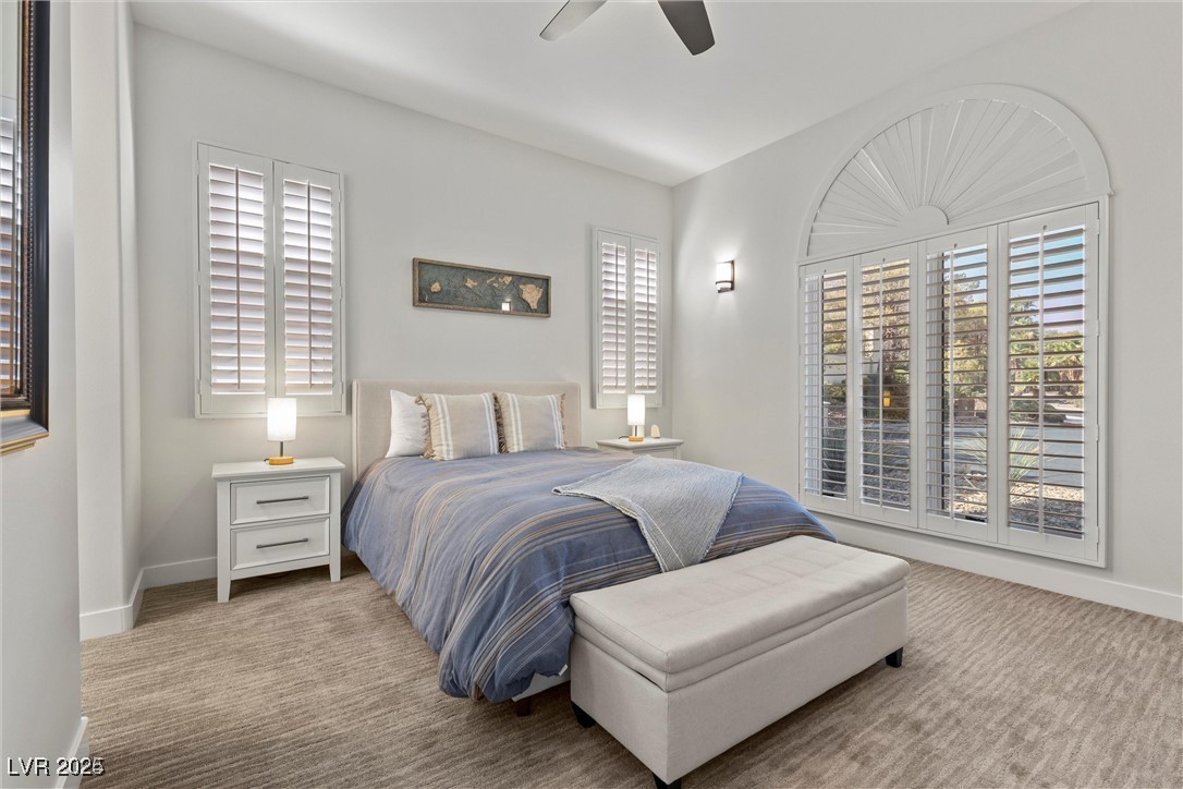 3 Rue Allard Way Henderson, NV 89011 - Photo 26 of 49 Bedroom featuring carpet, baseboards, and ceiling fan