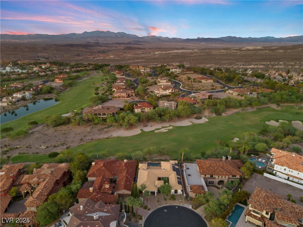 3 Rue Allard Way Henderson, NV 89011 - Photo 41 of 49 Bird's eye view with golf course view, a residential view, and a water and mountain view
