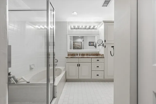 a view of a room with racks on the wall