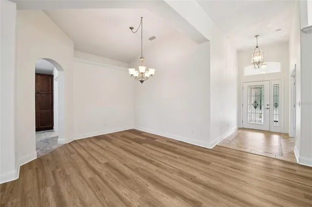 a view of livingroom with chandelier