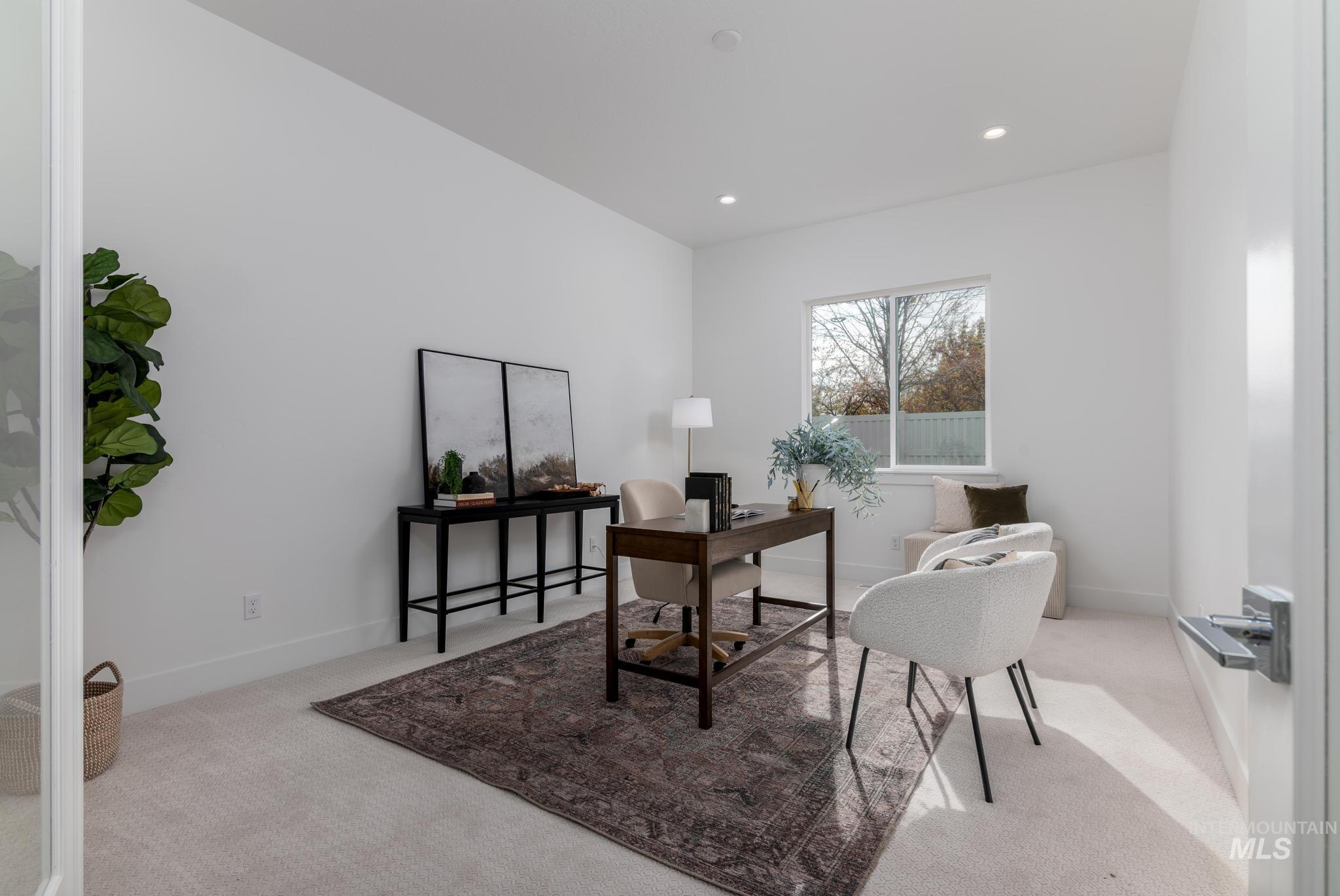 5431 North Ebony Way Meridian, ID 83646 - Photo 7 of 13 Office area with light carpet and recessed lighting