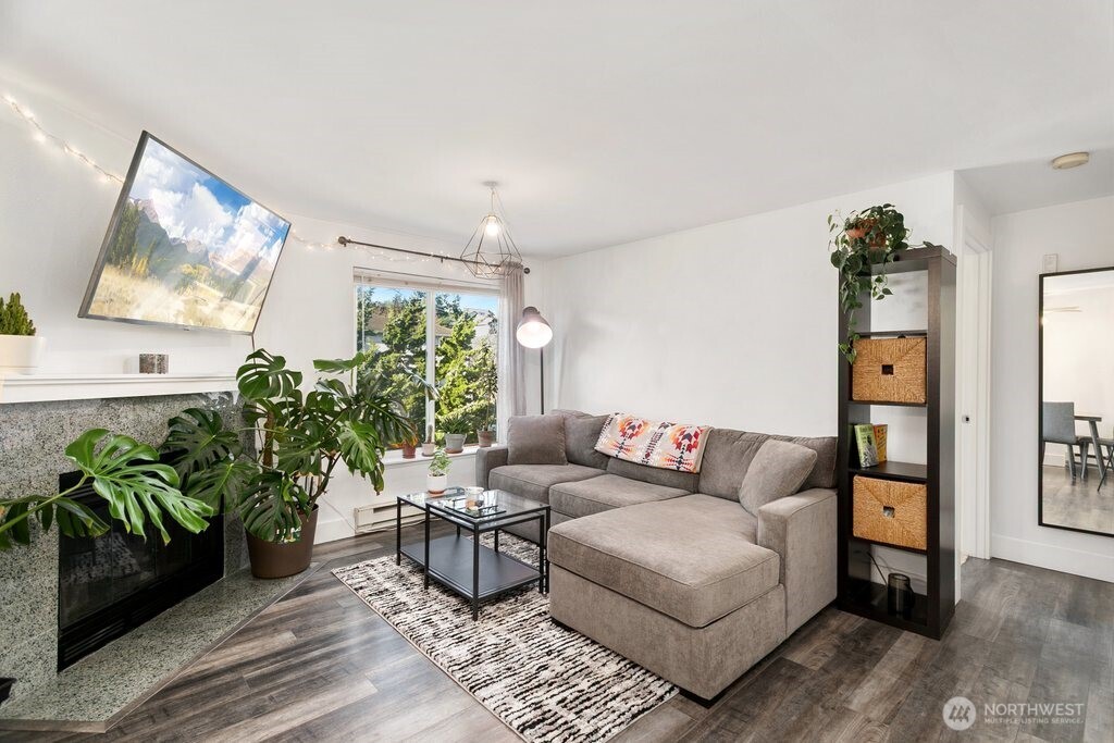 4831 Fauntleroy Way Southwest, Unit 206 Seattle, WA 98116 - Photo 7 of 21 a living room with furniture and a potted plant