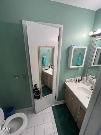 a bathroom with a sink a toilet and mirror