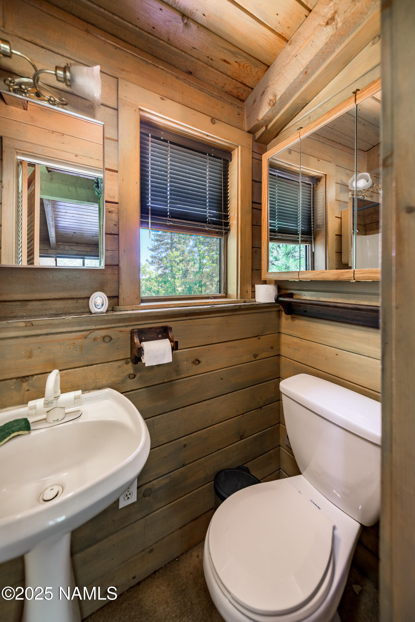 4680 Mormon Lake Road Mormon Lake, AZ 86038 - Photo 20 of 34 a bathroom with a toilet a sink and a large mirror
