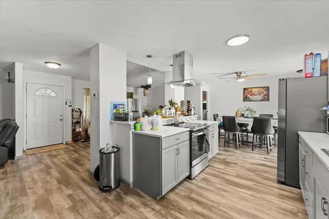 a bedroom with a bed and a cabinets
