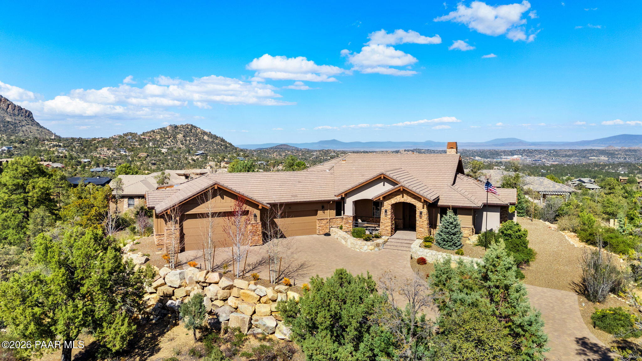 2140 Forest Mountain Road Prescott, AZ 86303 - Photo 2 of 56 an aerial view of a house with a big yard and large trees
