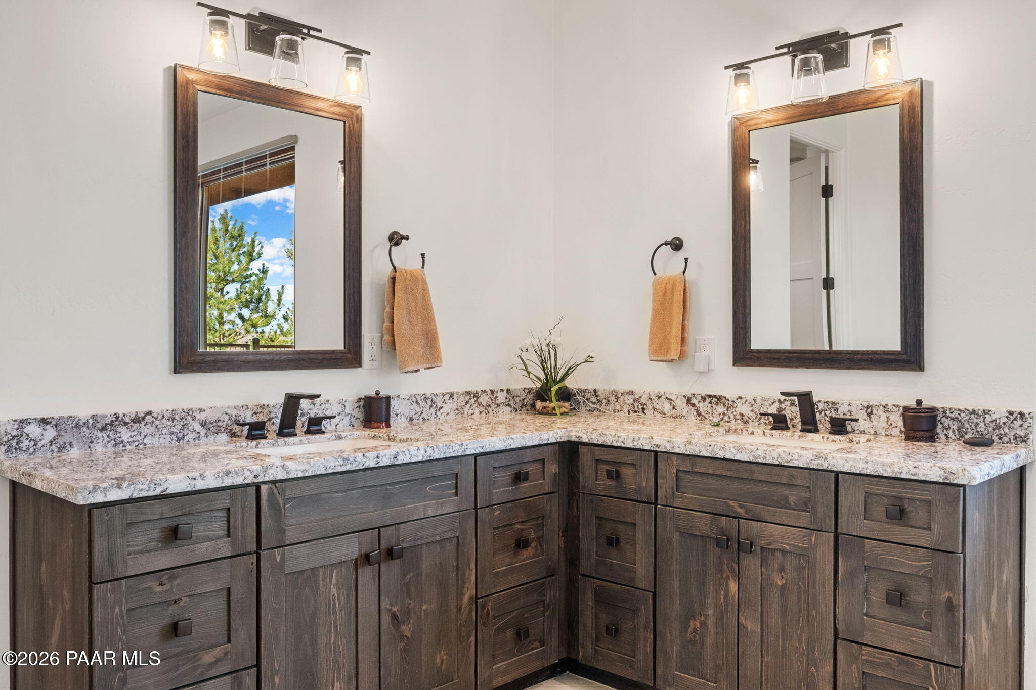 2140 Forest Mountain Road Prescott, AZ 86303 - Photo 24 of 56 a bathroom with a double vanity sink mirror and