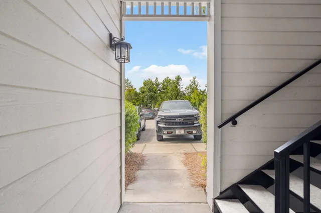 a view of balcony with furniture
