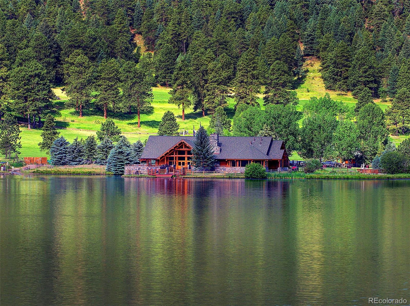 6875 Lynx Lair Road Evergreen, CO 80439 - Photo 17 of 17 an aerial view of residential houses with outdoor space and swimming pool