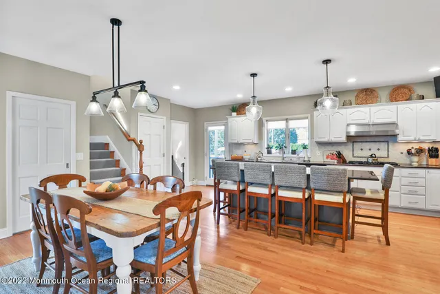a view of a dining area with furniture