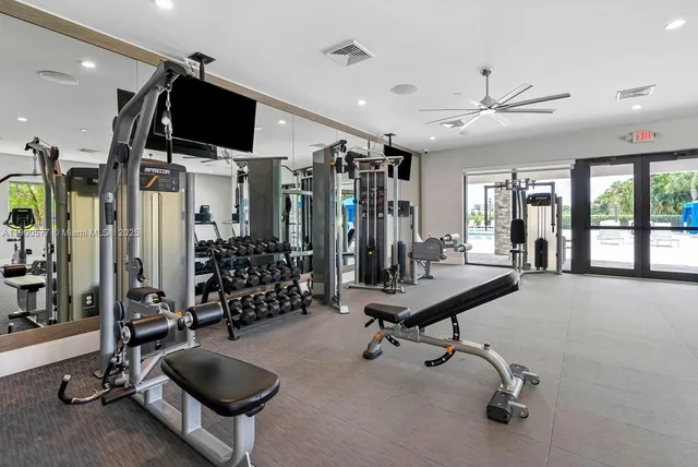 a view of a room with gym equipment