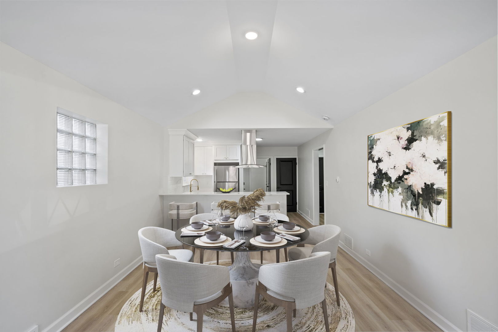6444 28th Place Berwyn, IL 60402 - Photo 4 of 24 a view of a dining room with furniture a kitchen and chandelier
