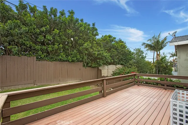 a view of a terrace with trees