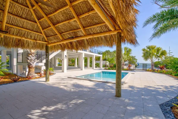 a view of a building with a patio