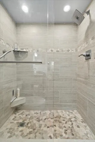 a bathroom with a shower