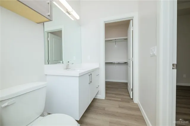 a bathroom with a sink toilet and vanity