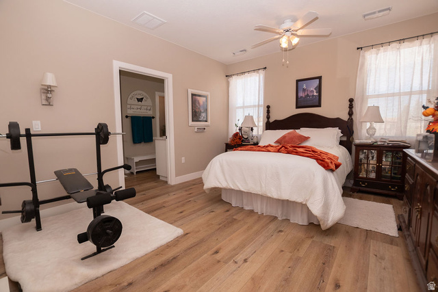 745 East 885 North Beaver, UT 84713 - Photo 27 of 50 Bedroom with light wood-style flooring and a ceiling fan