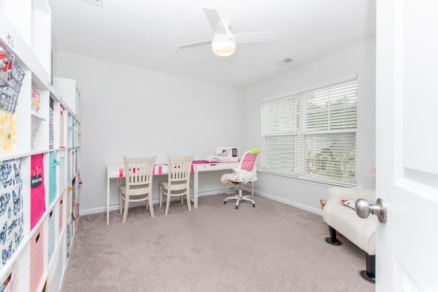 131 Machrie Loop, Unit A Myrtle Beach, SC 29588 - Photo 27 of 40 Playroom with ceiling fan and light carpet