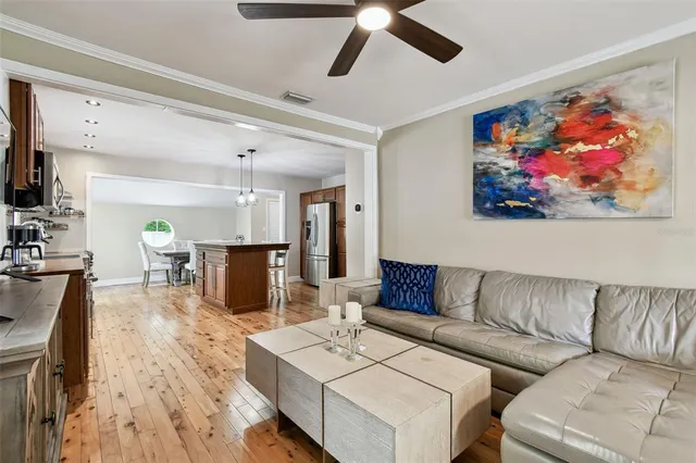 a living room with furniture and a couch