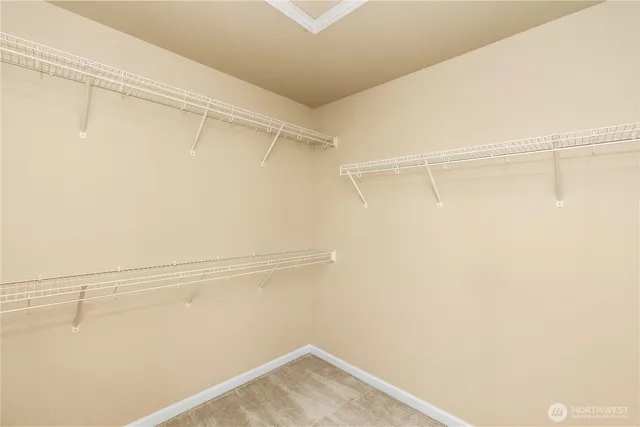 a view of a room with racks on the wall
