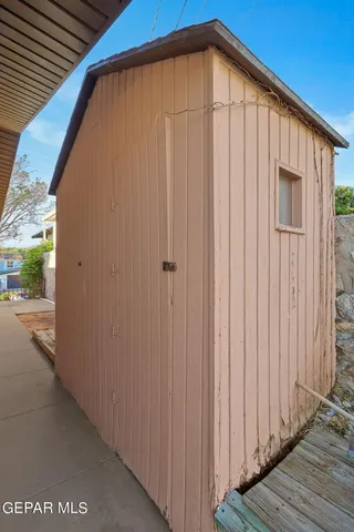 a view of a wooden door