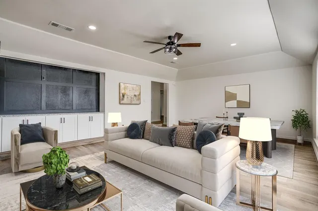 a living room with furniture