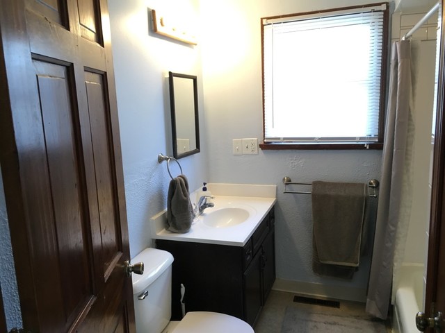 733 North 12th Street DeKalb, IL 60115 - Photo 6 of 14 a bathroom with a sink a toilet and mirror