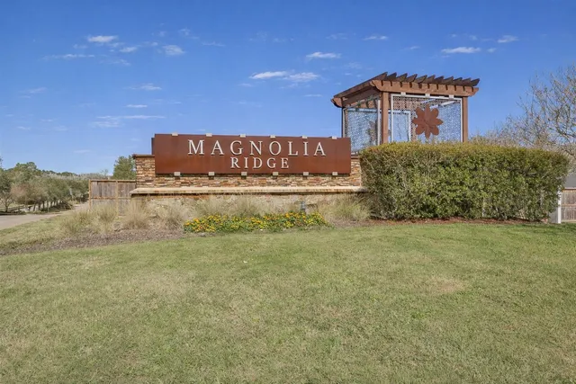 a view of a park with large trees