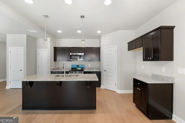 a view of a room with racks on the wall