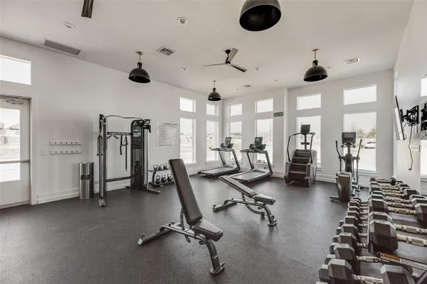 a view of a room with gym equipment