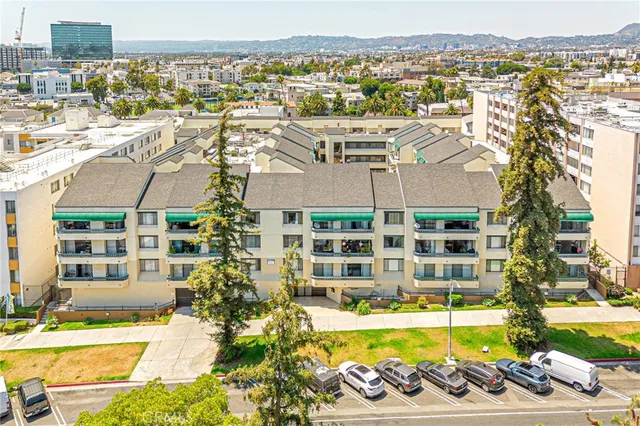 a view of a city with tall buildings