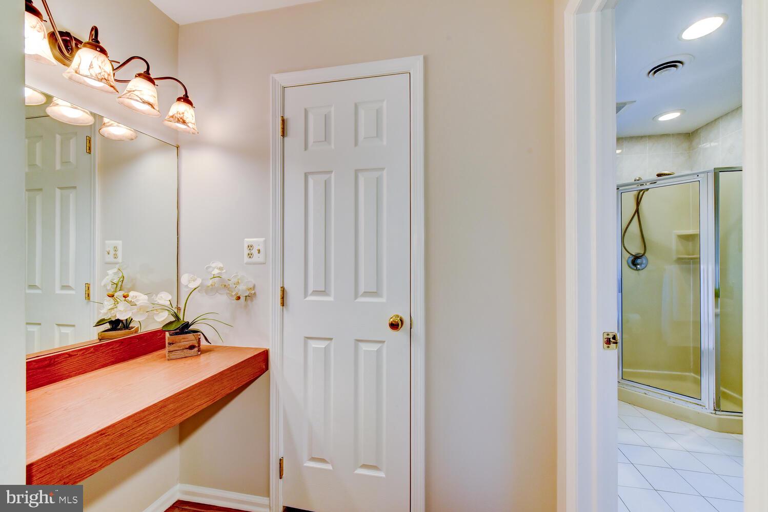 6 Coventry Circle Princeton Junction, NJ 08550 - Photo 33 of 70 a bathroom with a sink a mirror and a shower