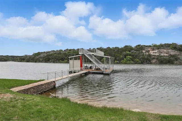 a view of a lake with a mountain in the background