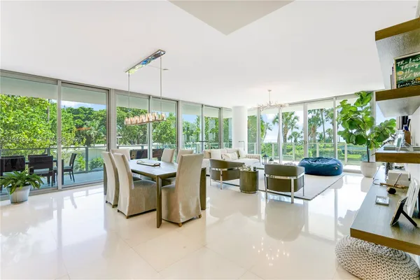 a view of a work space with furniture and garden view