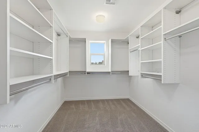 a view of an empty walk in closet