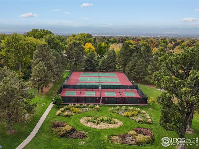 a view of a big yard with swimming pool and green space
