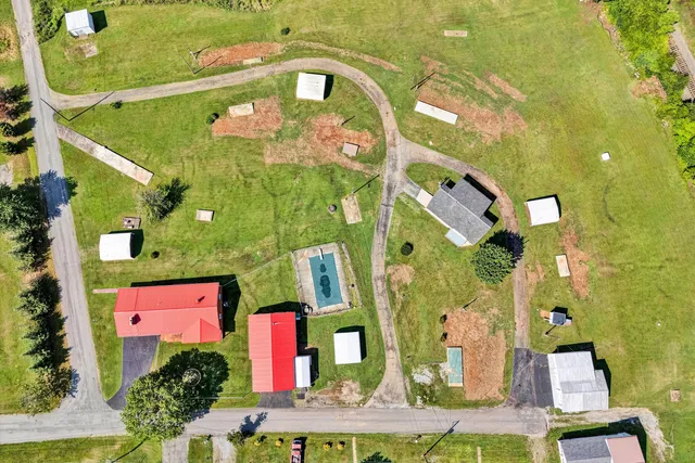 a view of a play ground with a mountain view