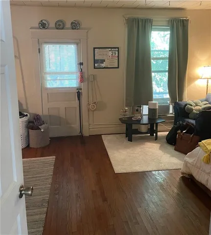 a view of kitchen with furniture and large window