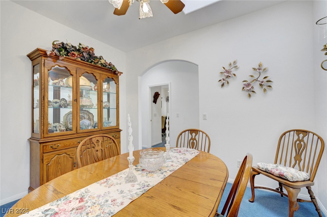 770 Fairway Drive Boulder City, NV 89005 - Photo 15 of 61 Dining space with arched walkways and ceiling fan