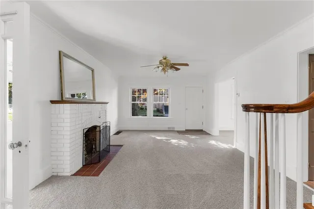 an empty room with windows