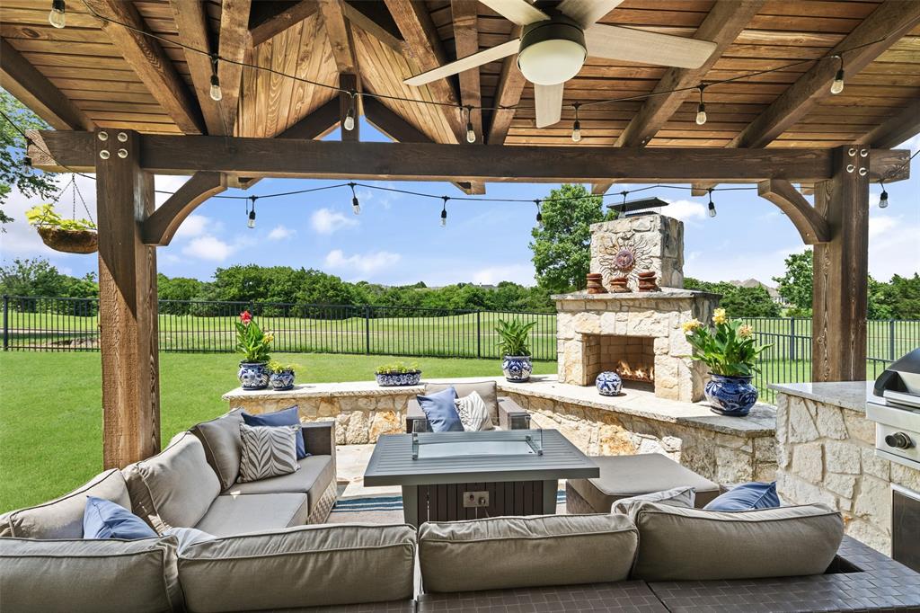 2801 Meadow Ridge Drive Prosper, TX 75078 - Photo 33 of 40 a view of a patio with couches chairs and a fire pit