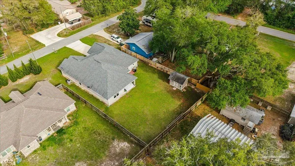 an aerial view of a house
