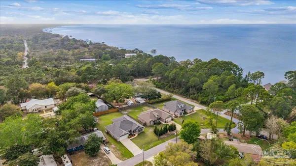 an aerial view of multiple house