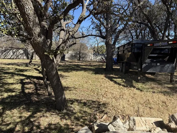 a view of a yard with trees