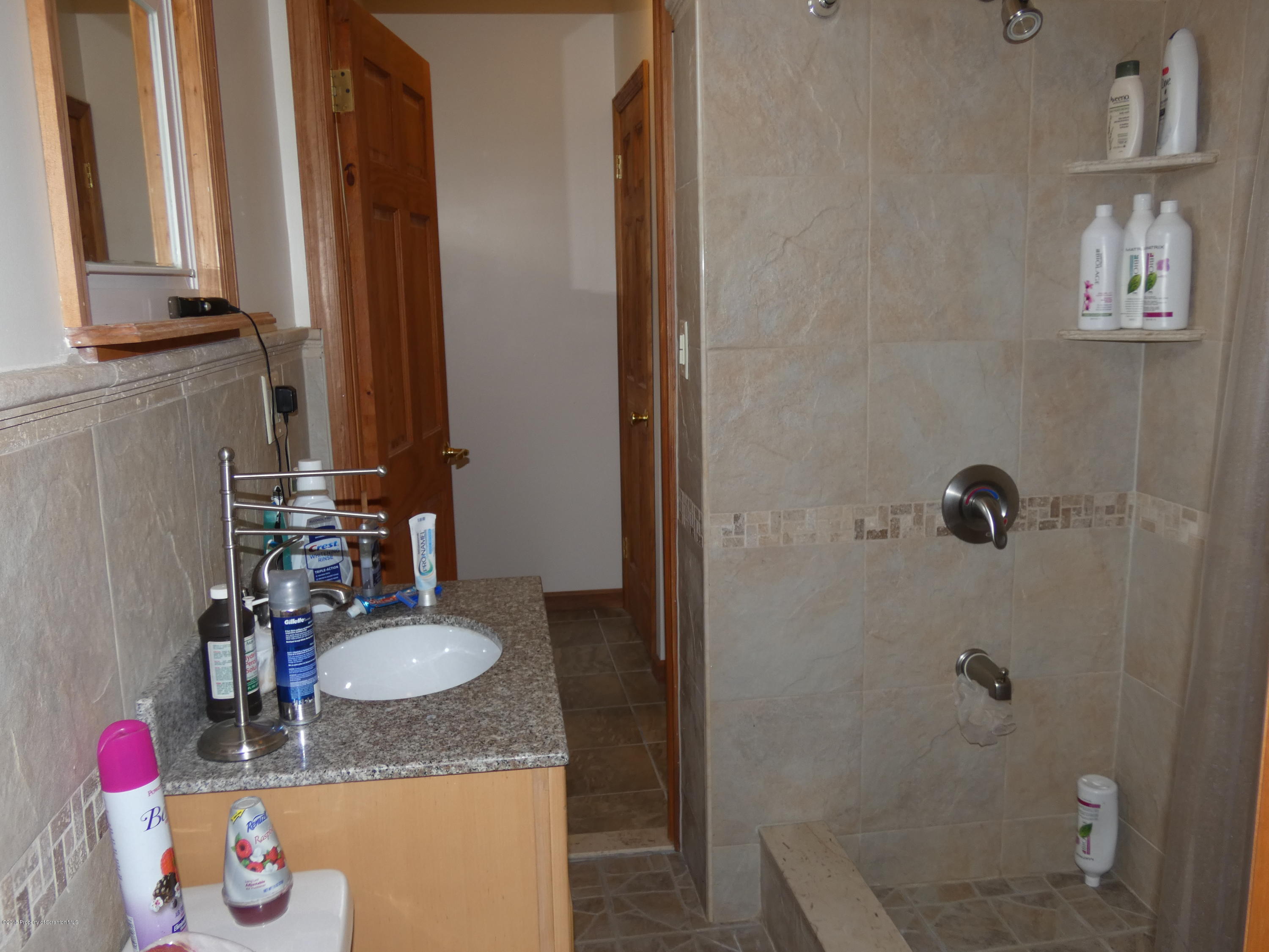 613 Fig Street Scranton, PA 18505 - Photo 15 of 36 a bathroom with a granite countertop sink and a mirror