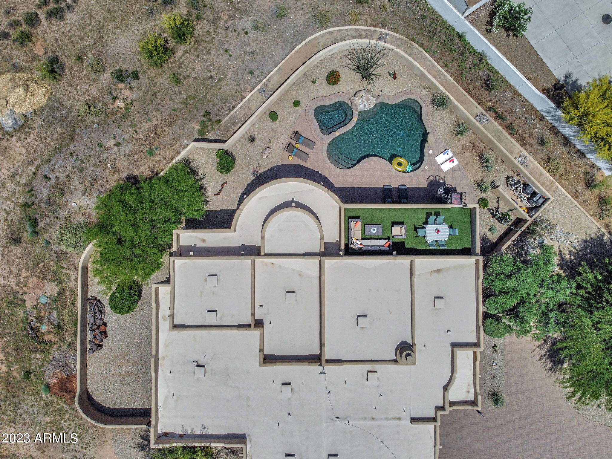 14214 East Gamble Lane Scottsdale, AZ 85262 - Photo 38 of 53 an aerial view of a house with a swimming pool